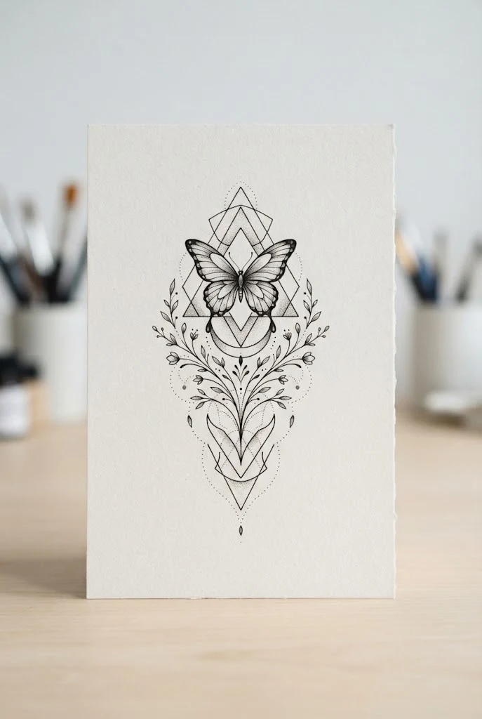 Minimalist Forearm Silhouette — male butterfly tattoo style outfit, worn by a stylish man