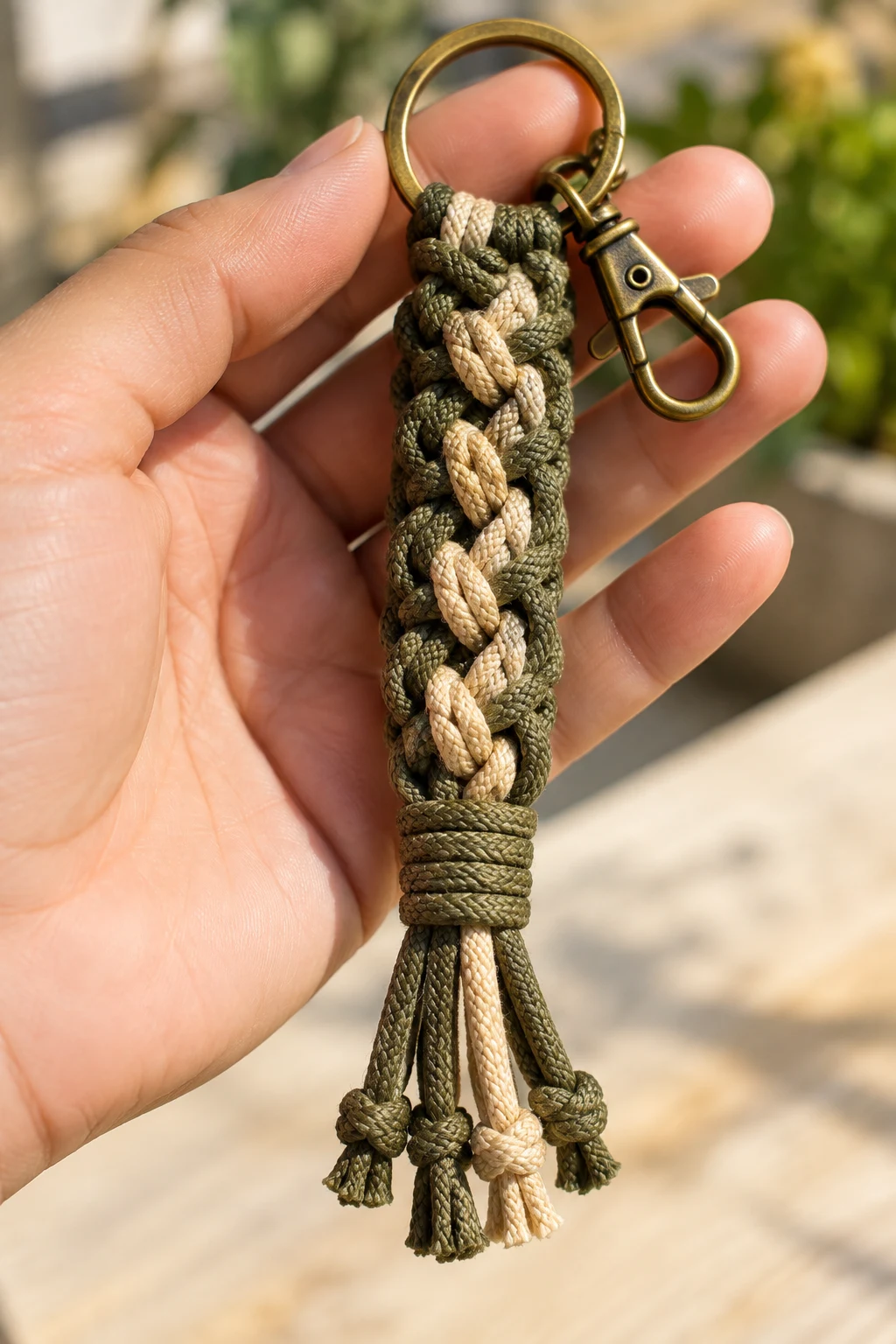 Handmade Macramé Knot Keychain — mens keychains style outfit, worn by a stylish man