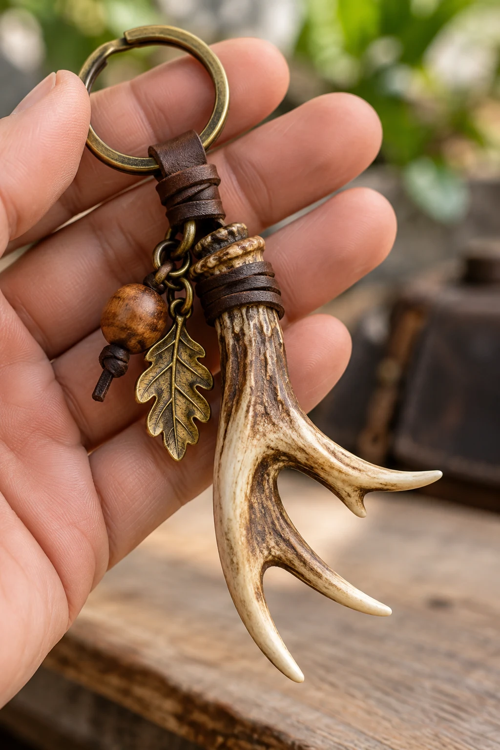 Rustic Antler-Inspired Keychain — mens keychains style outfit, worn by a stylish man
