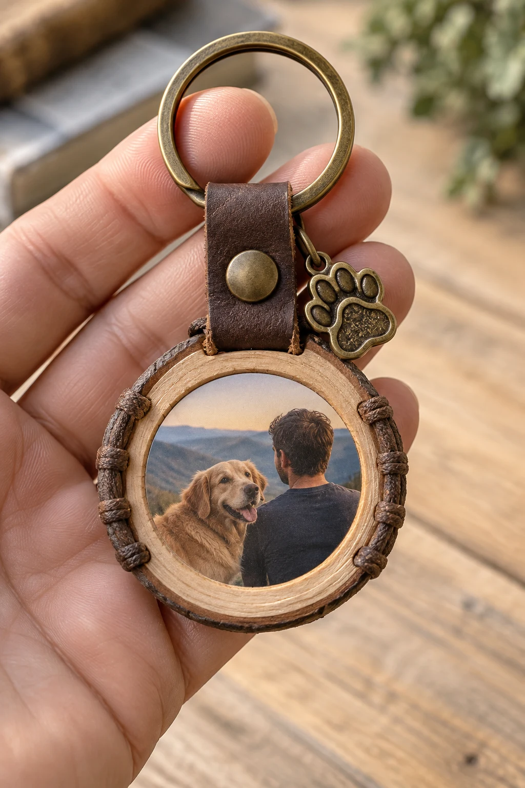 Custom Photo Memory Keychain — mens keychains style outfit, worn by a stylish man