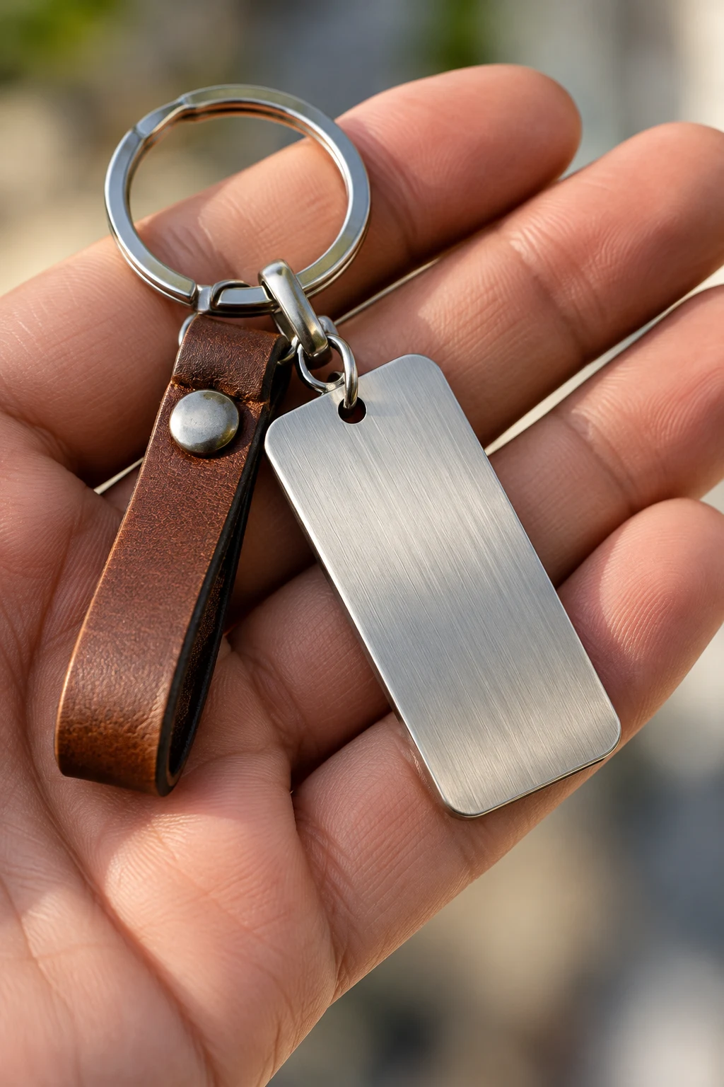 Personalized Engraved Stainless Steel Keychain — mens keychains style outfit, worn by a stylish man