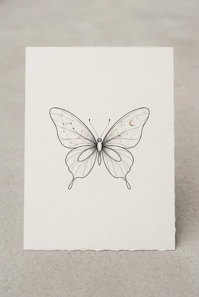 Celestial Minimalist Tattoo Butterfly Female — minimalistic butterfly tattoo style outfit