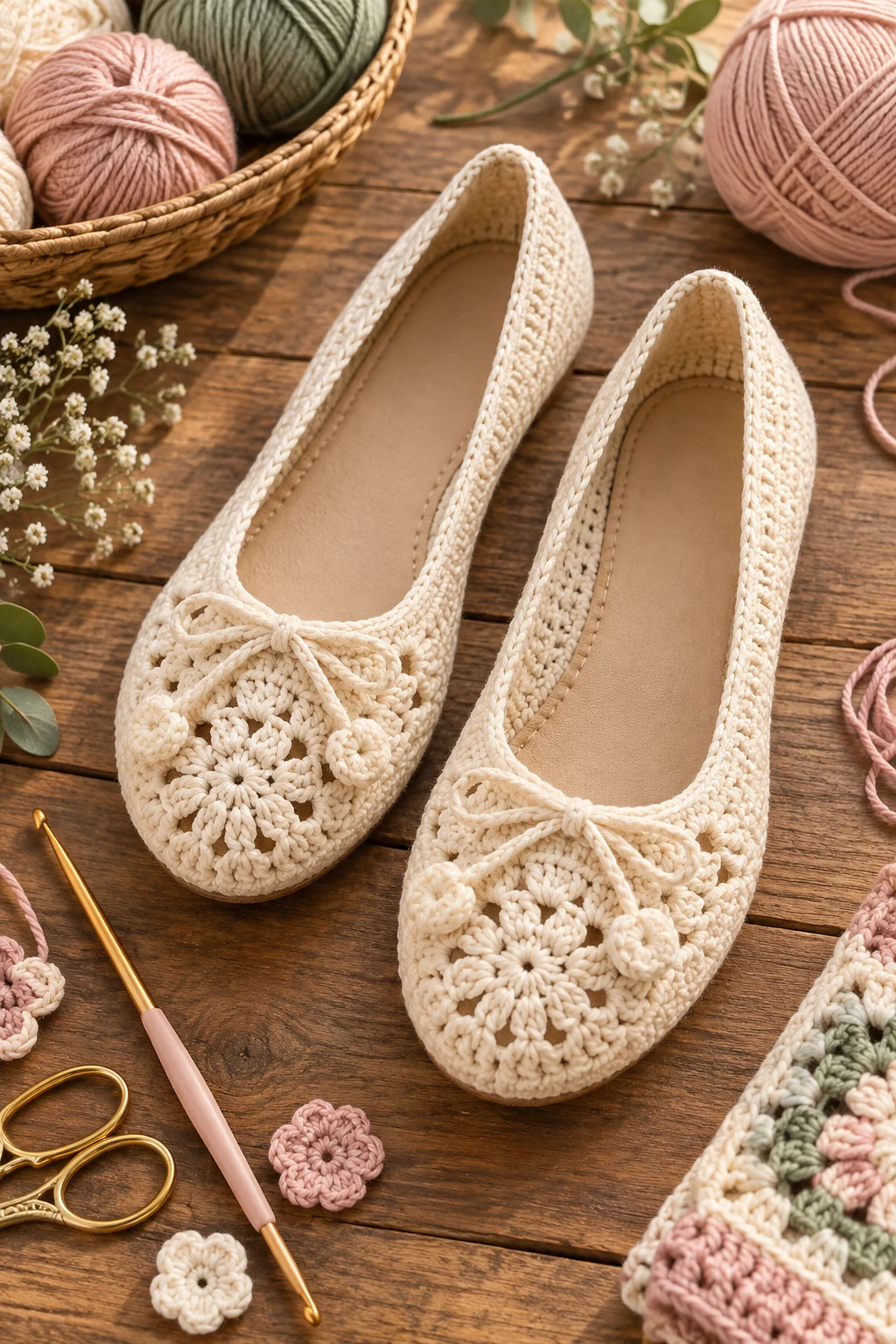 Crochet Ballet Flats — mode crochet style outfit