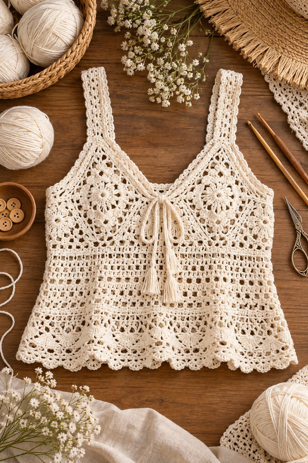 Ivory Crochet Tank Top — mode crochet style outfit