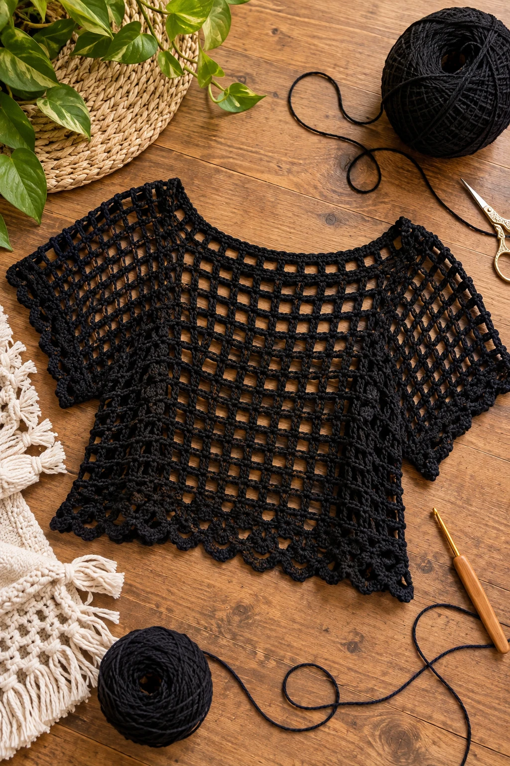 Black Crochet Mesh Top — mode crochet style outfit
