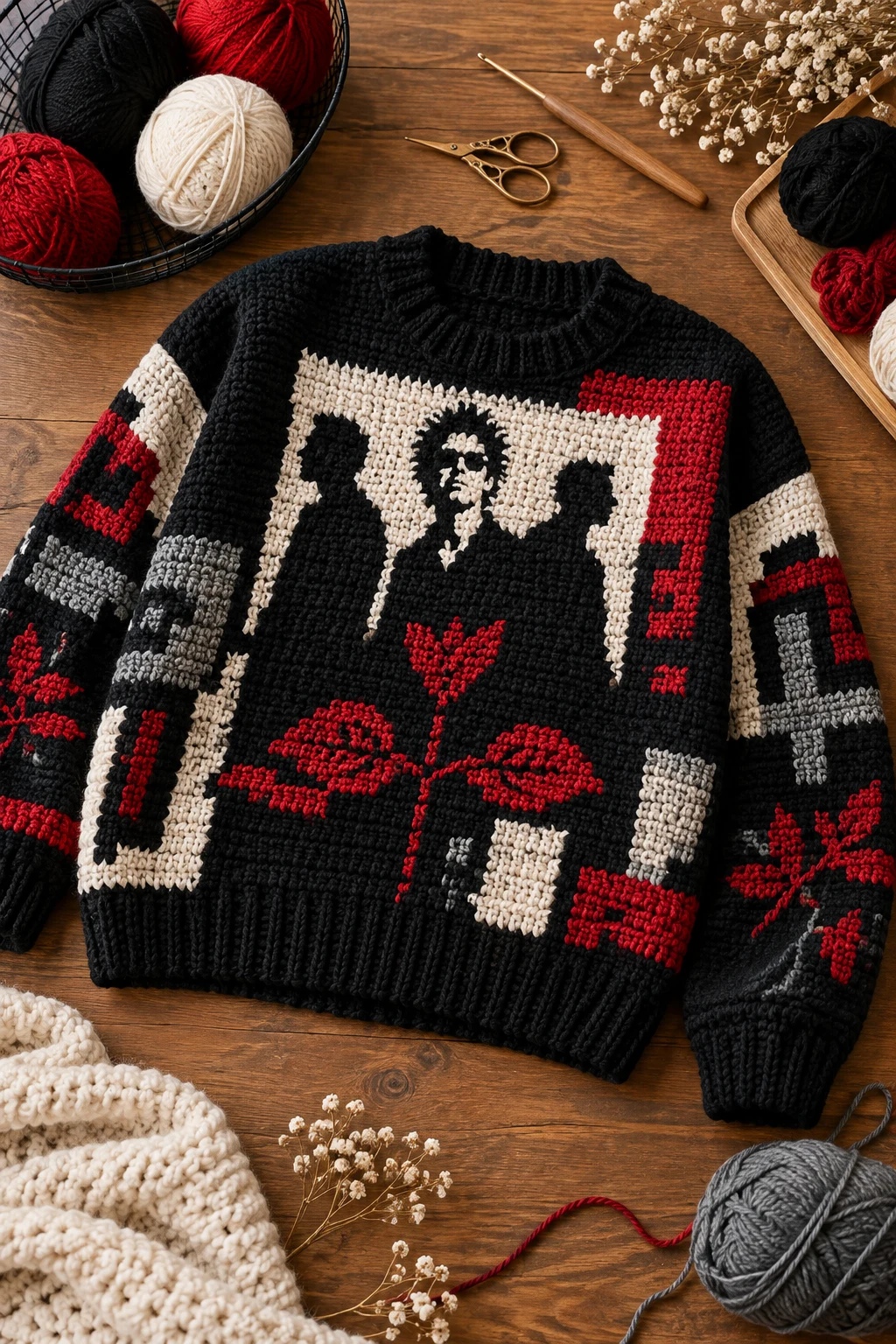 Depeche Mode-Inspired Crochet Graphic Sweater — mode crochet style outfit