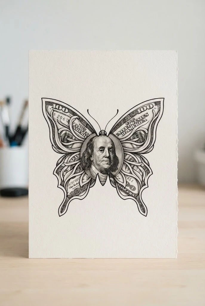 Classic Benjamin Wing Span — money butterfly tattoo style outfit