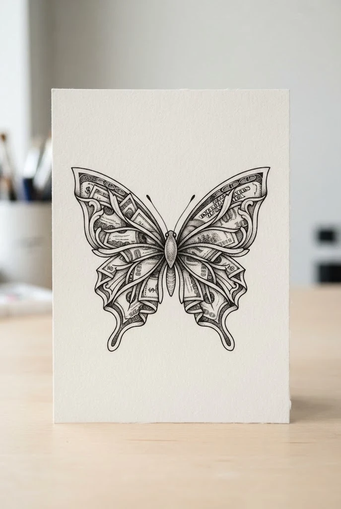 Inner Wrist Pocket Cash — money butterfly tattoo style outfit