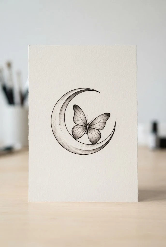 Crescent Moon Cradle — moon butterfly tattoo style outfit
