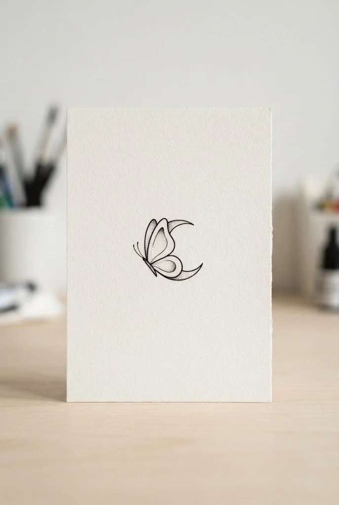 Minimalist Behind-the-Ear Flash — moon butterfly tattoo style outfit