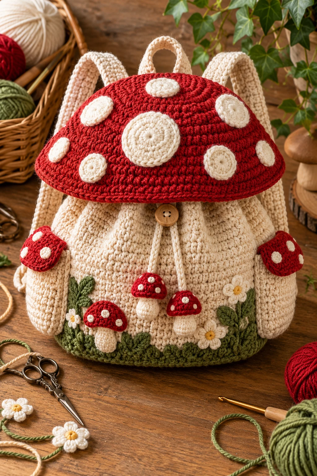 Mushroom Backpack Crochet — mushroom bag crochet style outfit