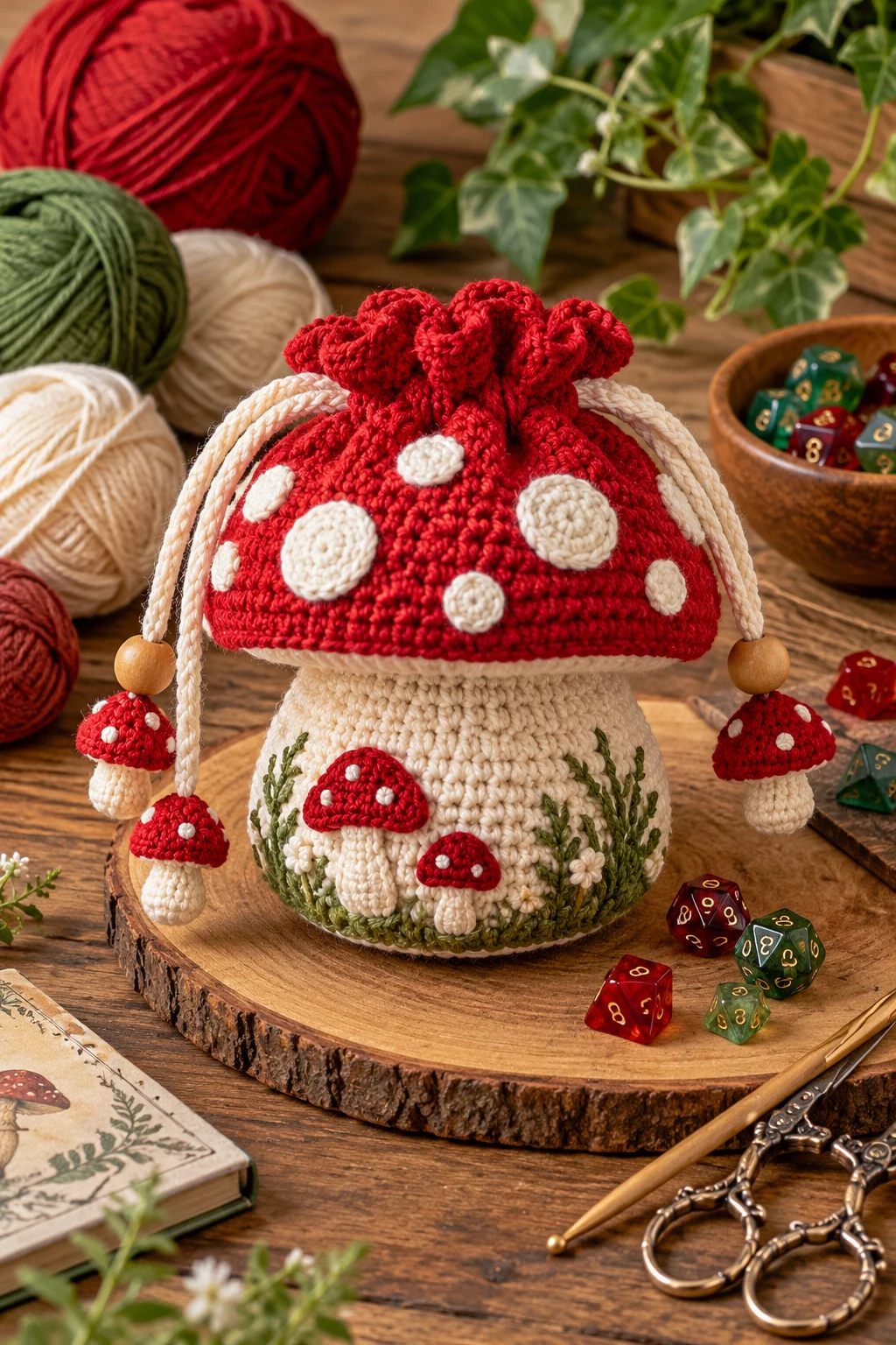Mushroom Dice Bag Crochet Pattern Free Style — mushroom bag crochet style outfit
