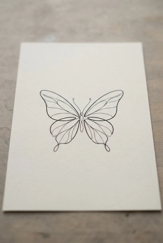 Minimalist Inner Wrist Continuous Stroke — one line butterfly tattoo style outfit