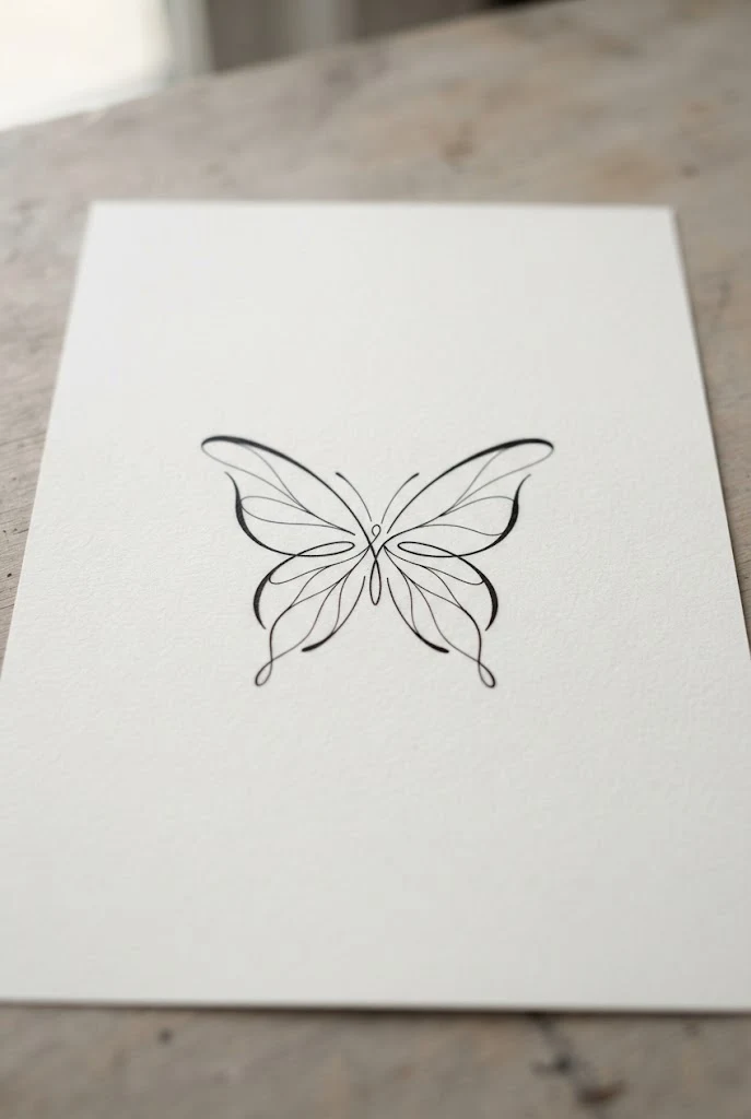 Back of the Arm Minimalist Piece — one line butterfly tattoo style outfit