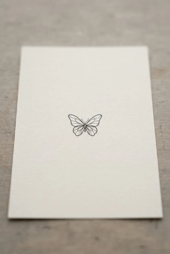 Behind-the-Ear Micro Placement — one line butterfly tattoo style outfit