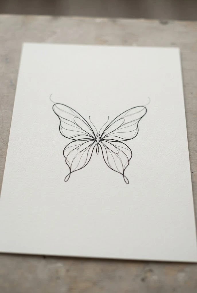 Ankle and Foot Contour Line Art — one line butterfly tattoo style outfit