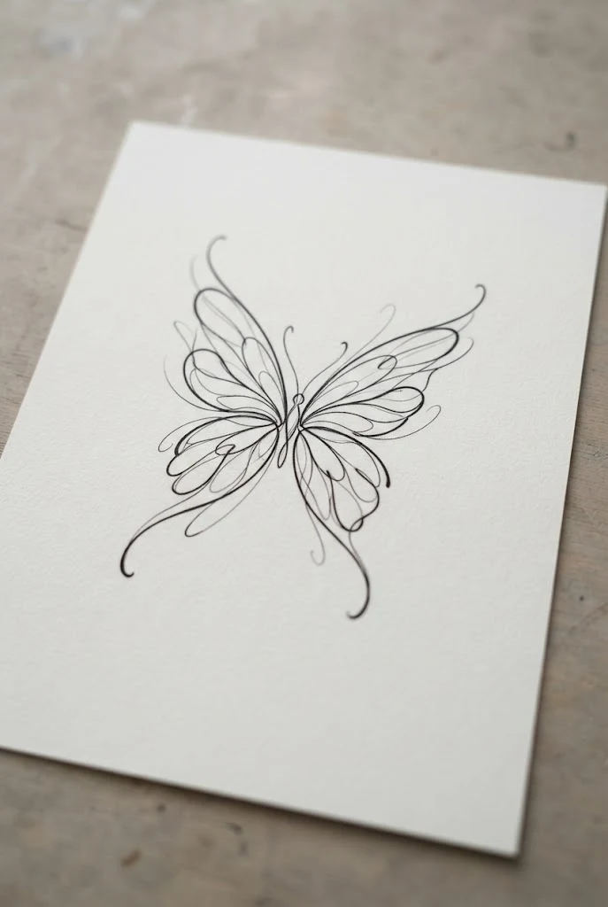 Inner Bicep Abstract Flow — one line butterfly tattoo style outfit
