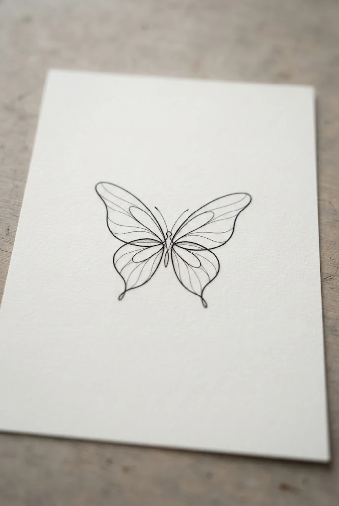 Finger and Knuckle Minimalist Art — one line butterfly tattoo style outfit