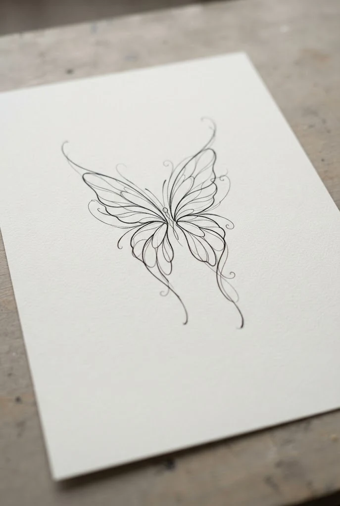 Forearm Abstract Butterfly Fine Line — one line butterfly tattoo style outfit
