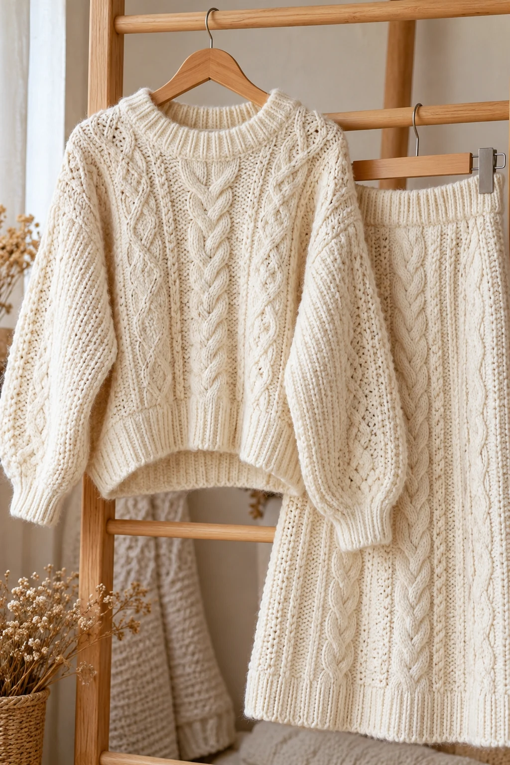 The Winter White Sweater and Matching Knit Skirt — outfits with knitted sweaters