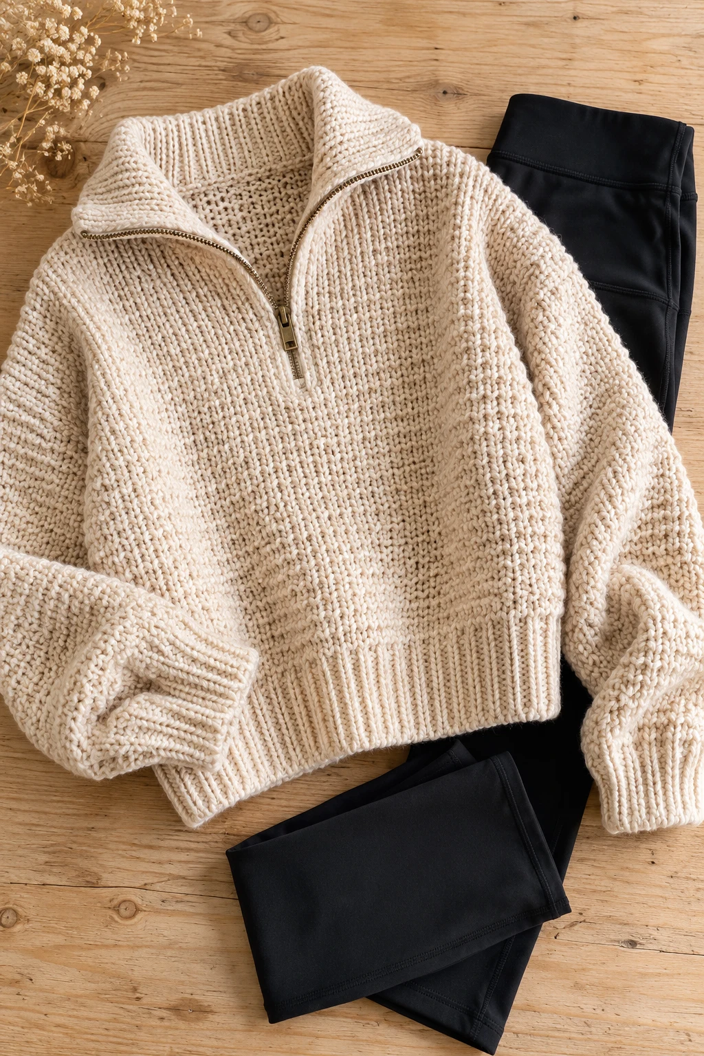 The Casual Half-Zip Knit and Leggings — outfits with knitted sweaters