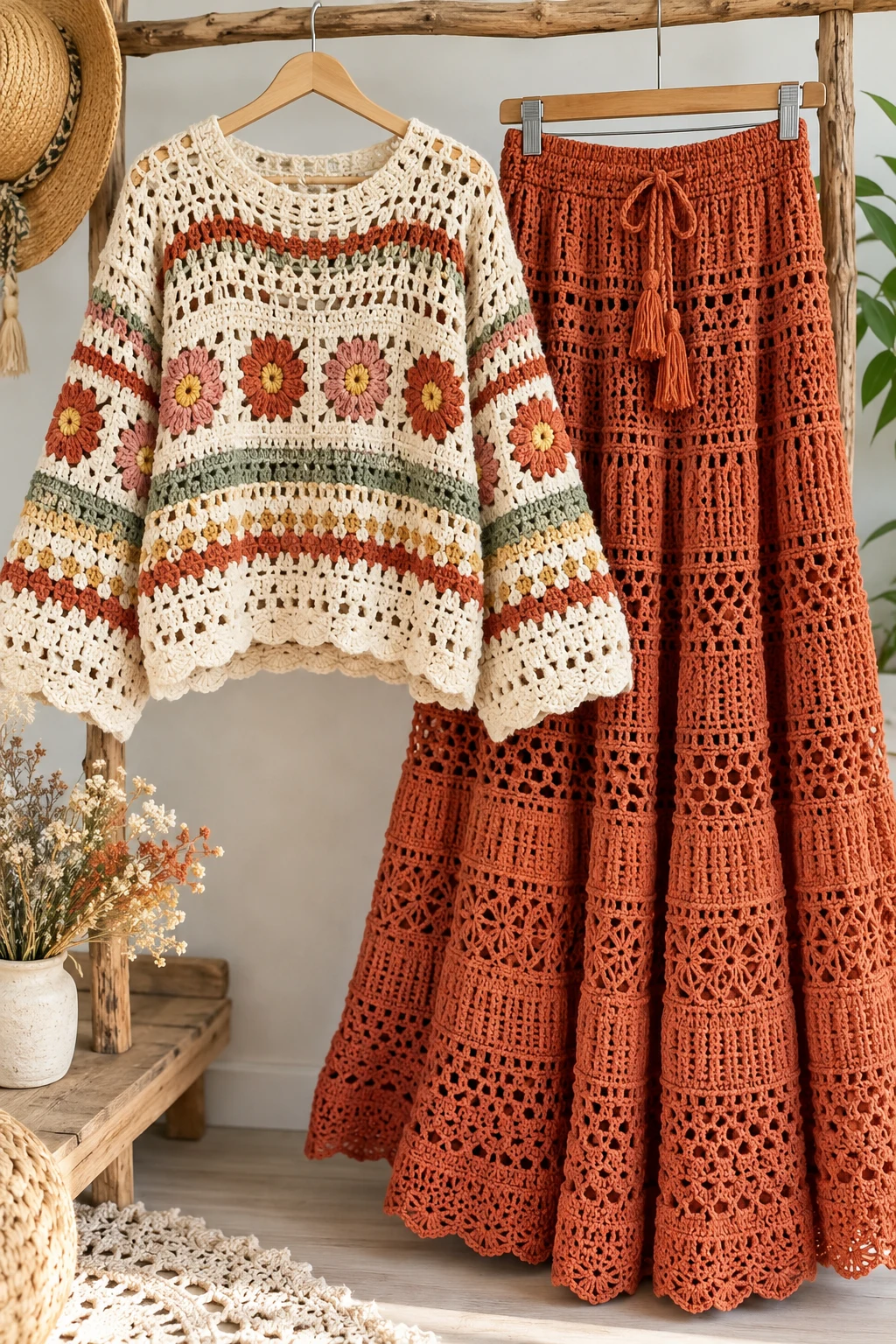 The Boho Knit Sweater and Maxi Skirt — outfits with knitted sweaters