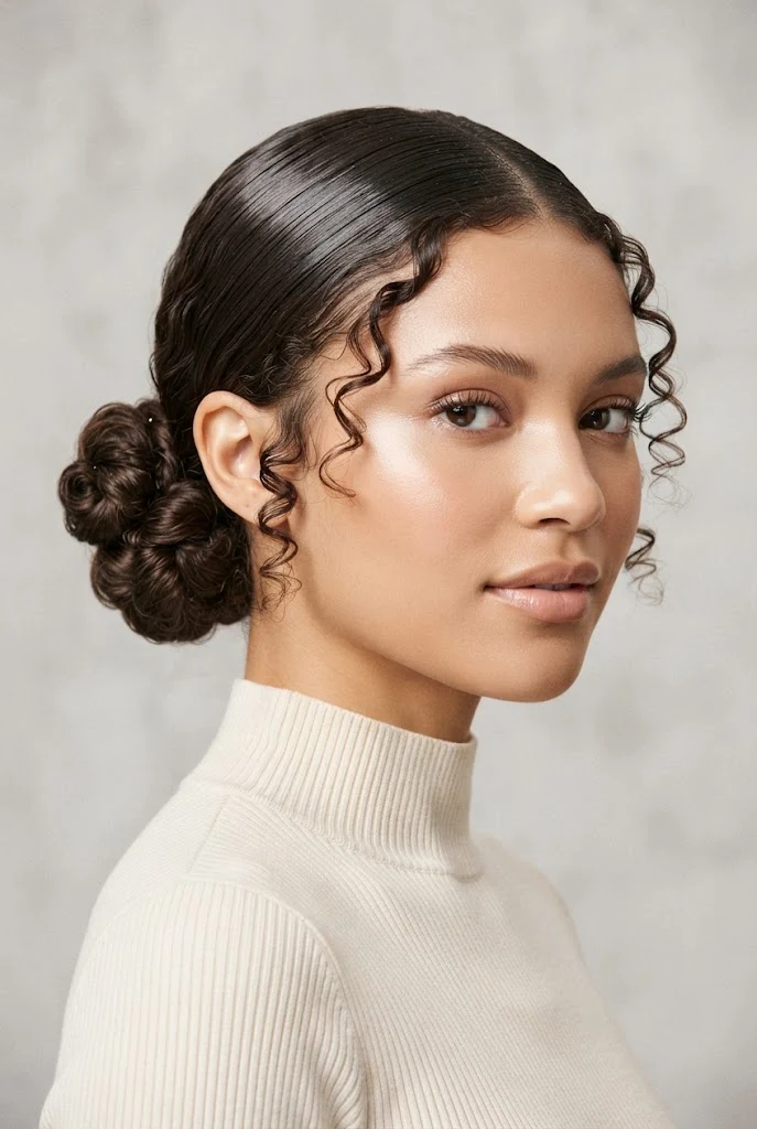 Moños Bajos Espaciales con Geles Definidores — peinados aesthetic cabello corto rizado style outfit