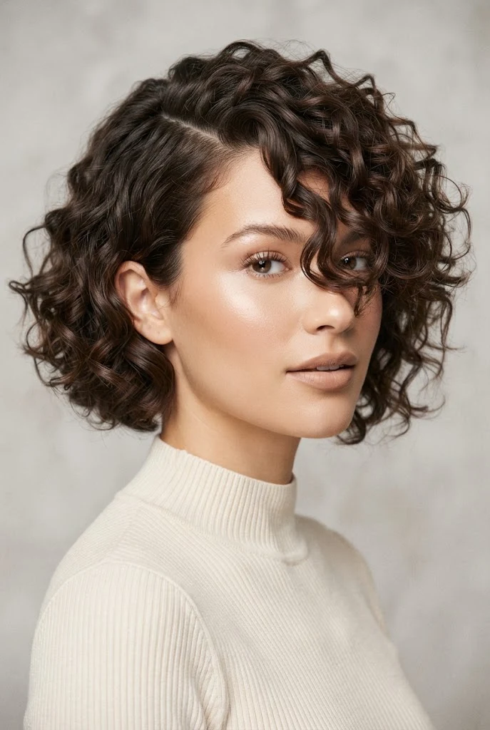 El Lob Desestructurado con Rayas Laterales Profundas — peinados aesthetic cabello corto rizado style outfit