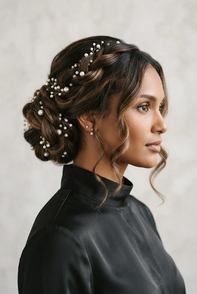 Pearl-Accented Interlocked Twist — peinados aesthetic elegantes style outfit