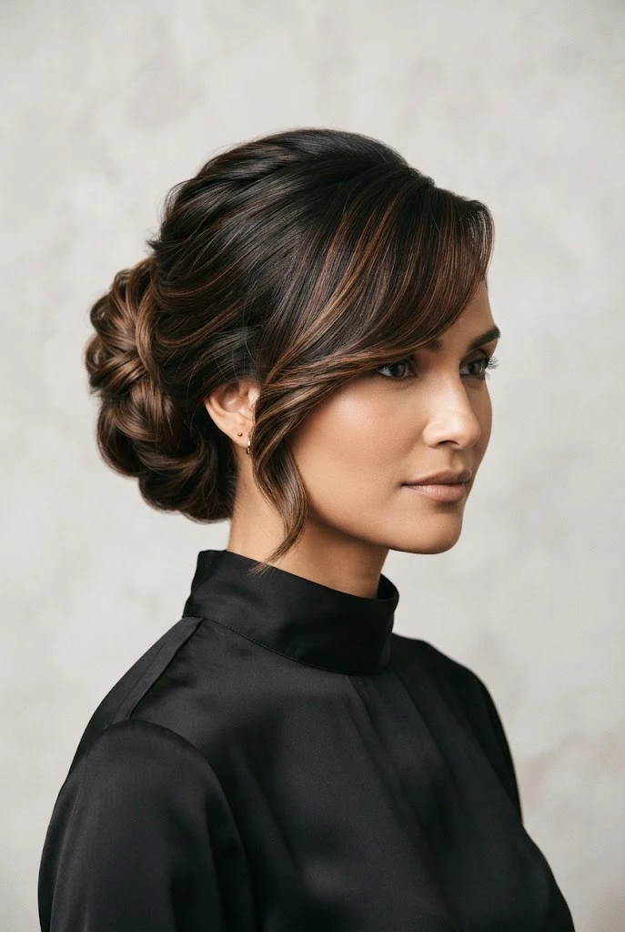 Glamorous Updo with Deep Side Sweep — peinados agarrados elegantes style outfit