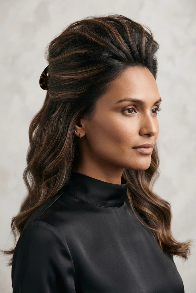 Voluminous Half-Up Crown Lift — peinados agarrados elegantes style outfit