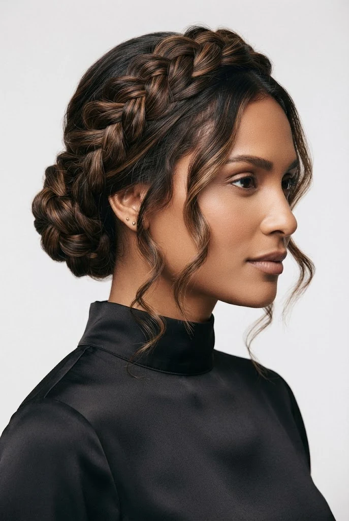 Braided Crown Updo — peinados agarrados elegantes style outfit