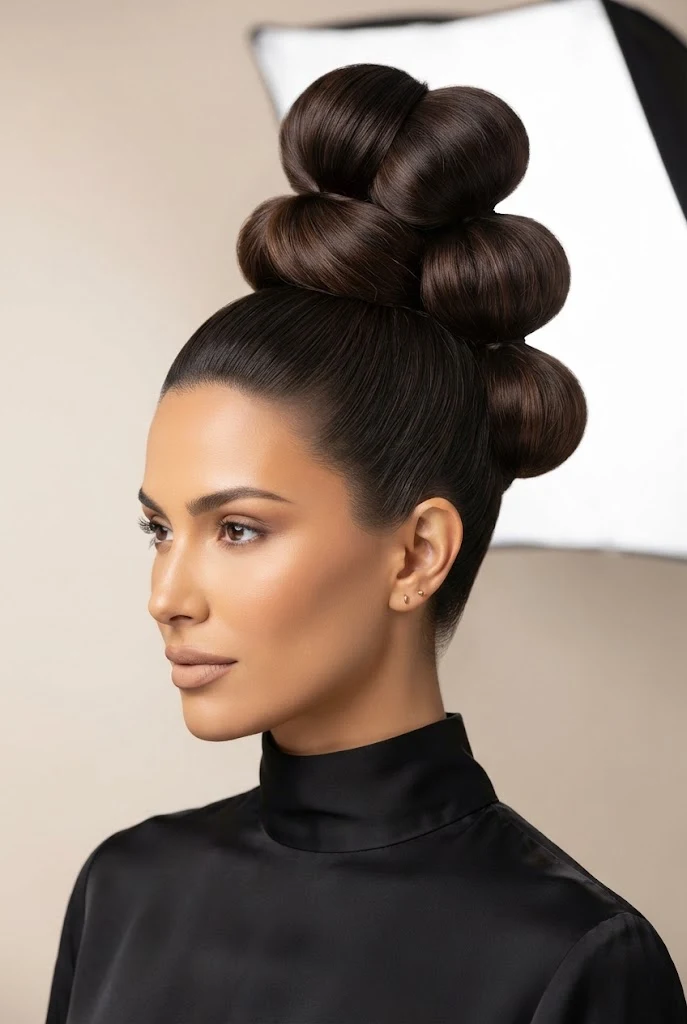 The Triple-Segmented Bubble Updo — peinados altos elegantes style outfit