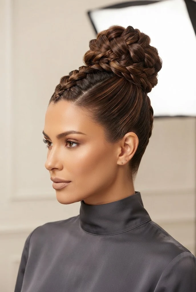 Braided Mohawk High Bun — peinados altos elegantes style outfit