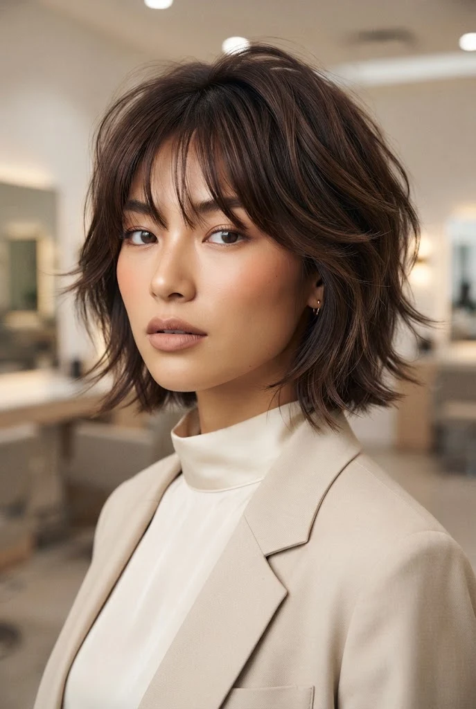 Japanese Layered Shag with Textured Ends â peinados asiaticos cabello corto style outfit