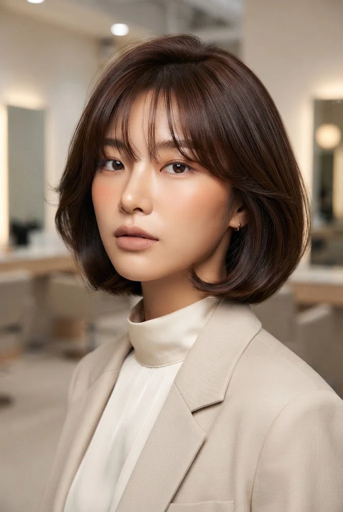 Korean Soft C-Curl Bob â peinados asiaticos cabello corto style outfit