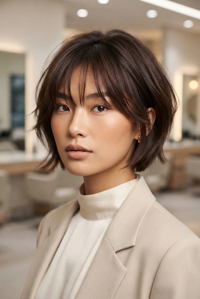 Textured Chinese Air-Bang Crop â peinados asiaticos cabello corto style outfit