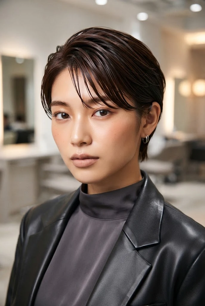 Edgy Japanese Wet-Look Pixie â peinados asiaticos cabello corto style outfit