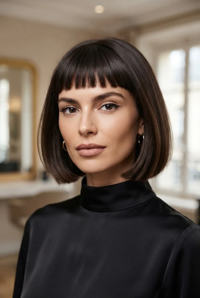 Parisian French Bob with Micro Bangs â peinados cabello bob corto style outfit