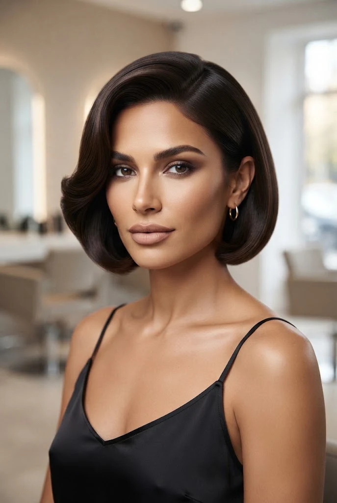 Deep Side-Part Glamour Crop â peinados cabello bob corto style outfit