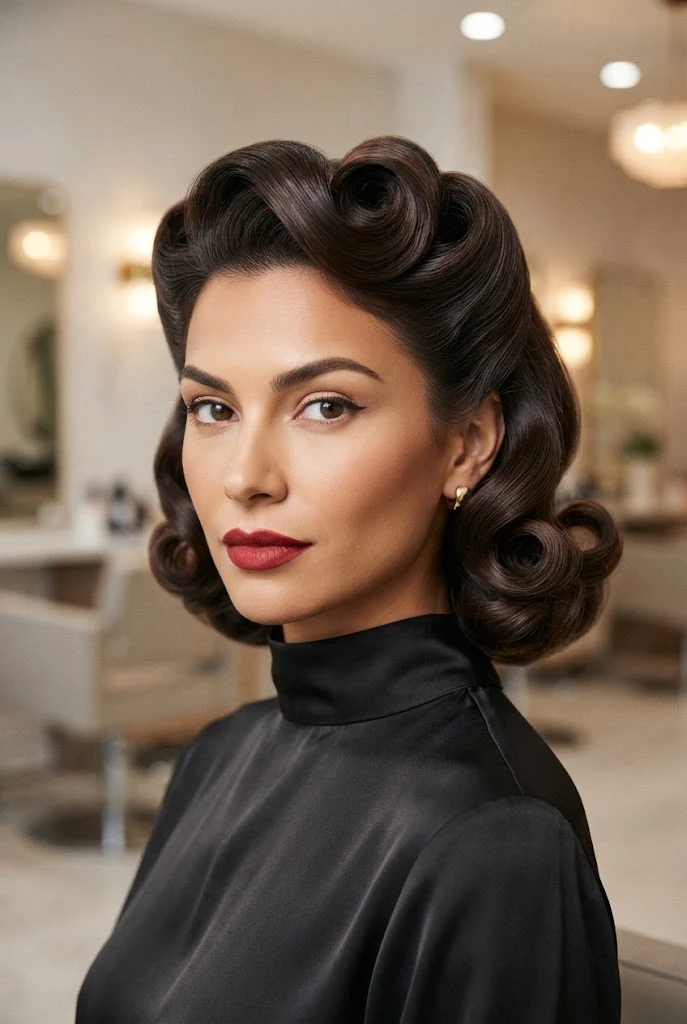 Retro Rolled Pin-Up Curls â peinados cabello bob corto style outfit
