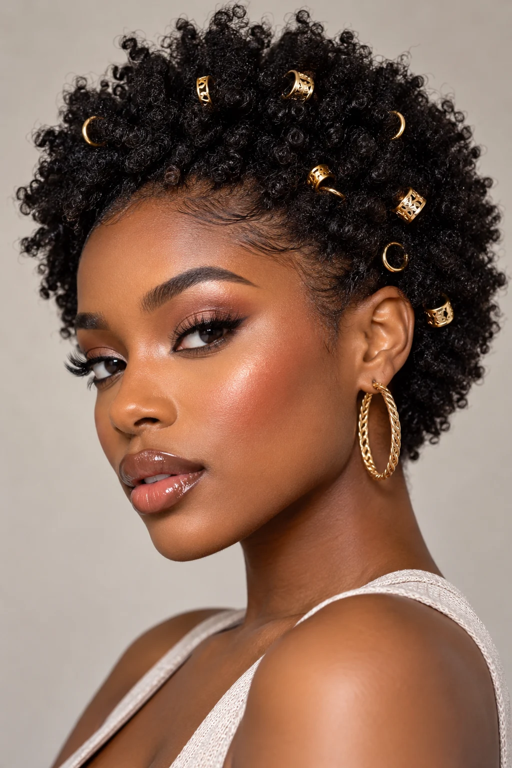 Short Afro with Hair Rings — PEINADOS CABELLO CORTO AFRO style outfit