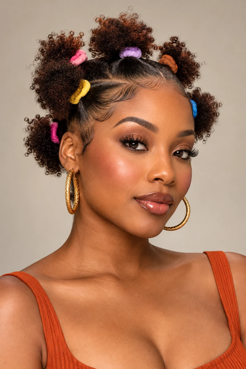 Colorful Mini Puffs — PEINADOS CABELLO CORTO AFRO style outfit