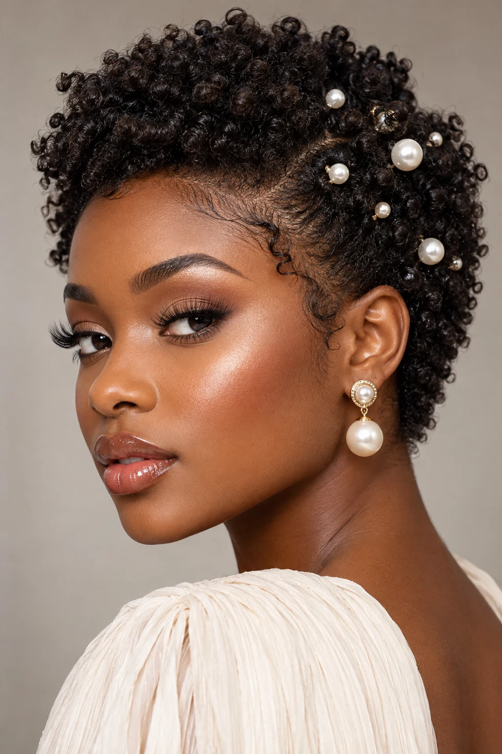 Defined Curls with Pearl Pins — PEINADOS CABELLO CORTO AFRO style outfit