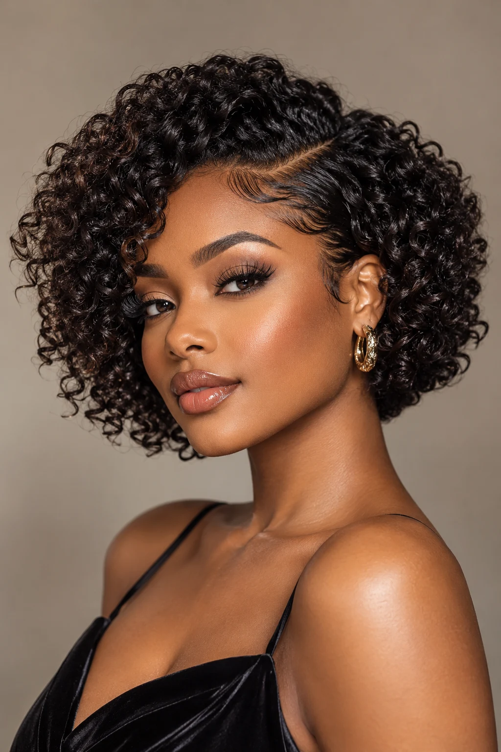 Side-Parted Defined Curls — PEINADOS CABELLO CORTO AFRO style outfit