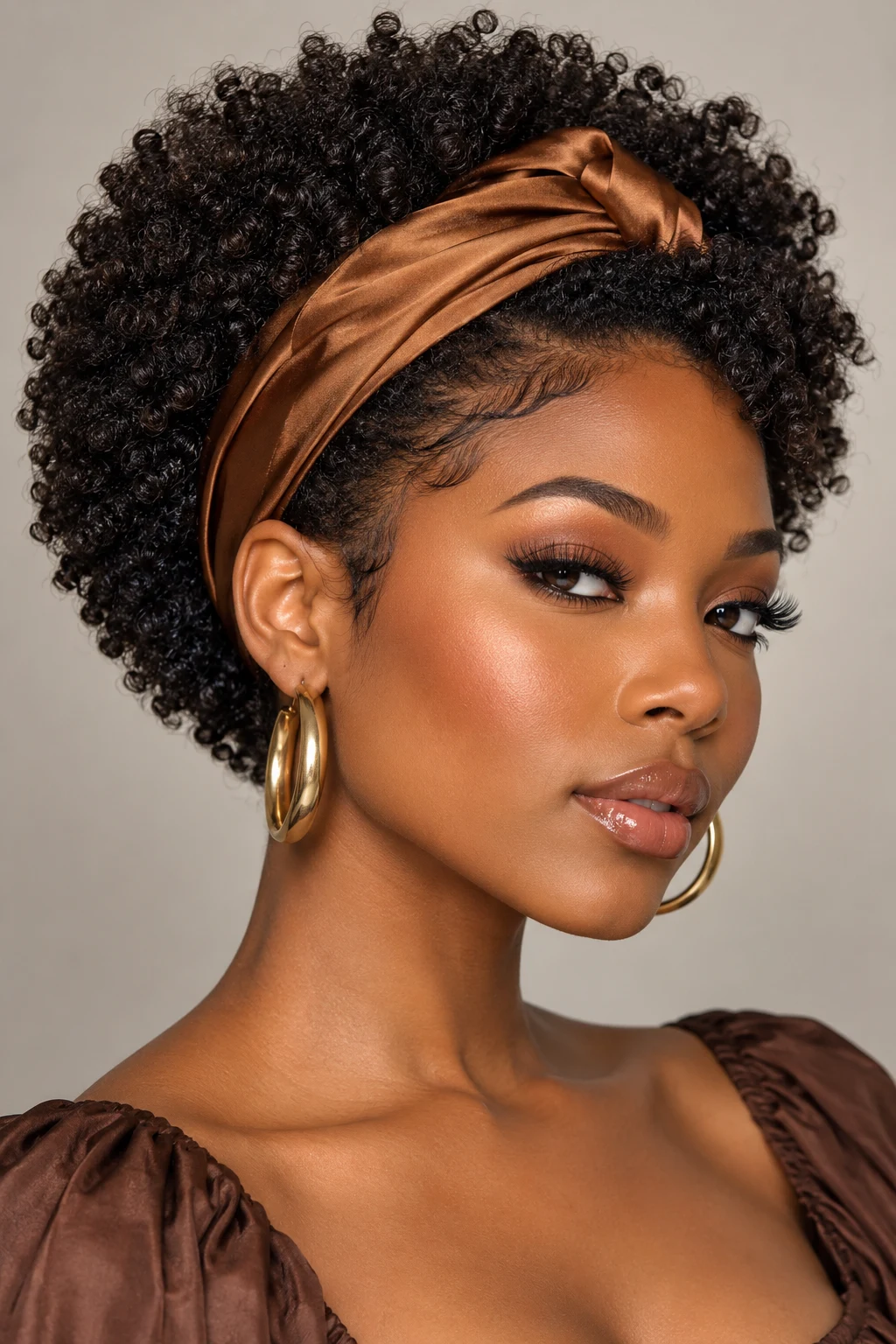 Short Afro with a Satin Headband — PEINADOS CABELLO CORTO AFRO style outfit