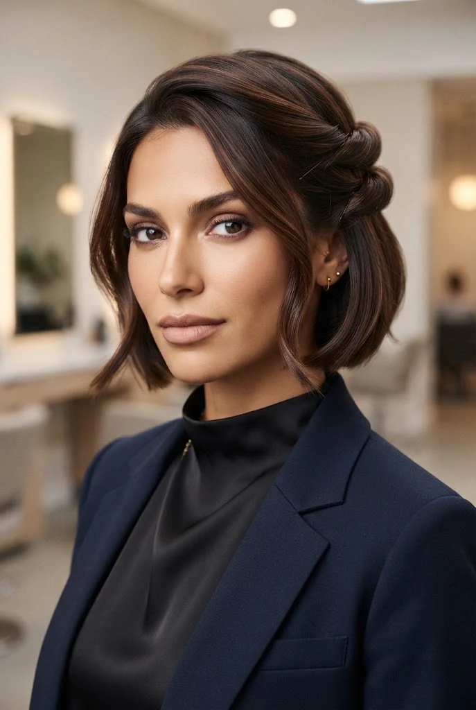 Double Pin-Tuck Side Roll â peinados cabello corto chongo style outfit