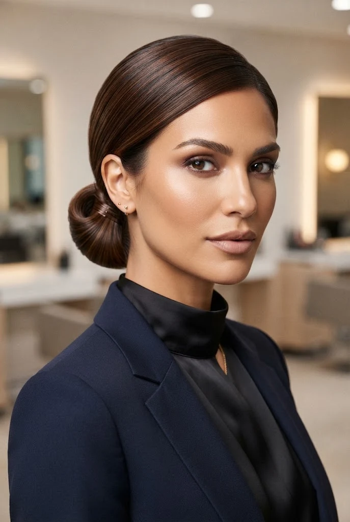 Sleek Low Ponytail Tuck â peinados cabello corto chongo style outfit