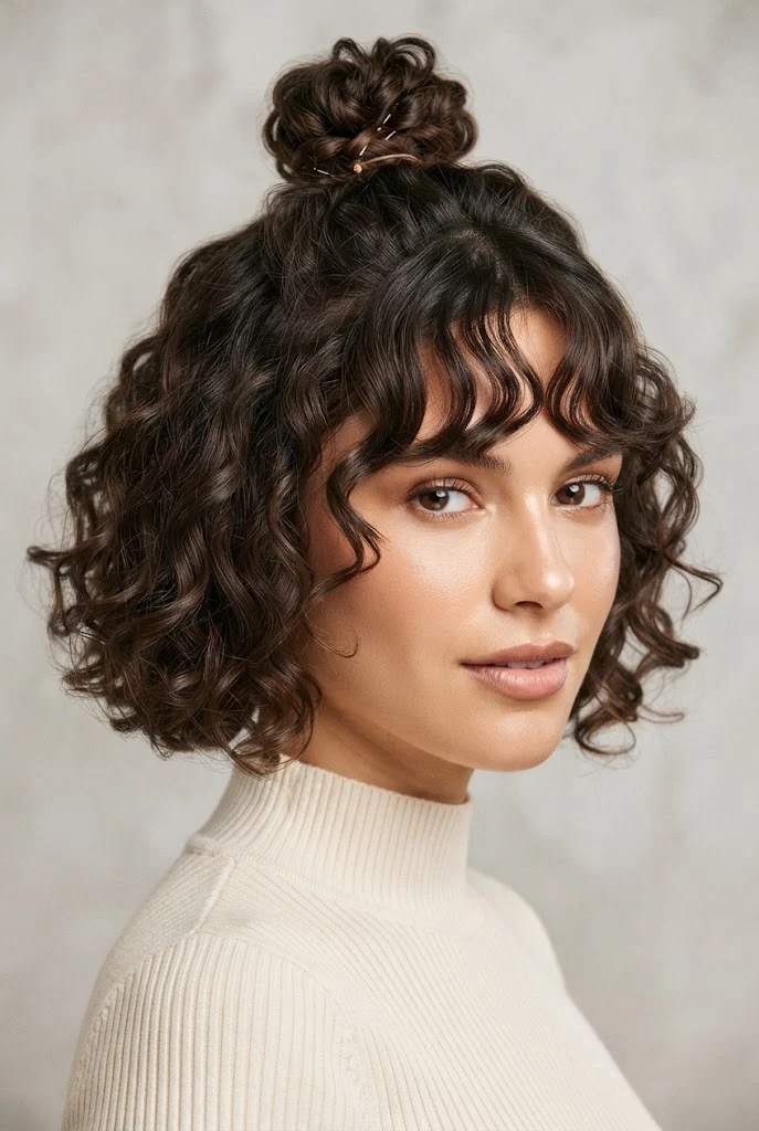 Textured Bob Chonguito with Curtain Bangs — peinados cabello corto chonguitos style outfit