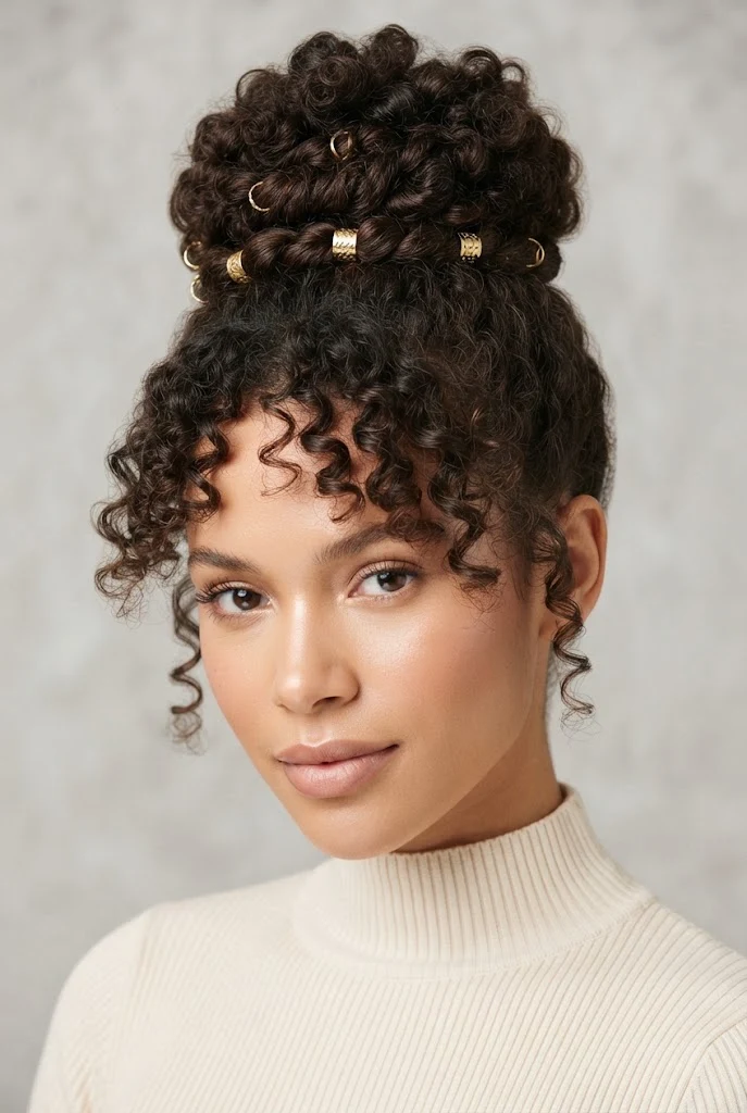 The Chic Topknot with Gold Cuff Accessories — peinados cabello corto chonguitos style outfit